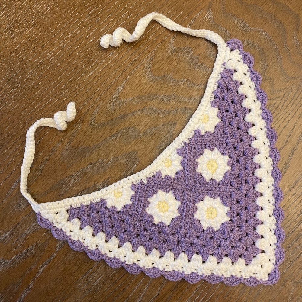 Purple daisy granny square bandana